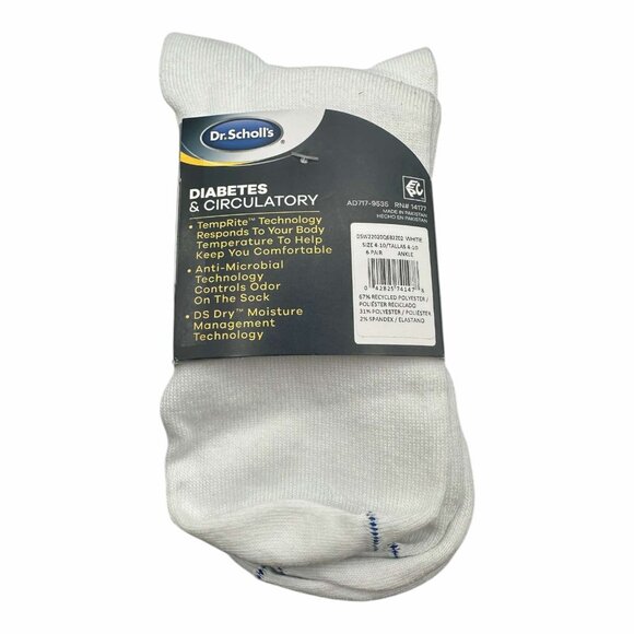 NEW Dr. Scholl's Women's Diabetes & Circulatory Ankle Socks 6 Pair Size 4-10 - Picture 2 of 3